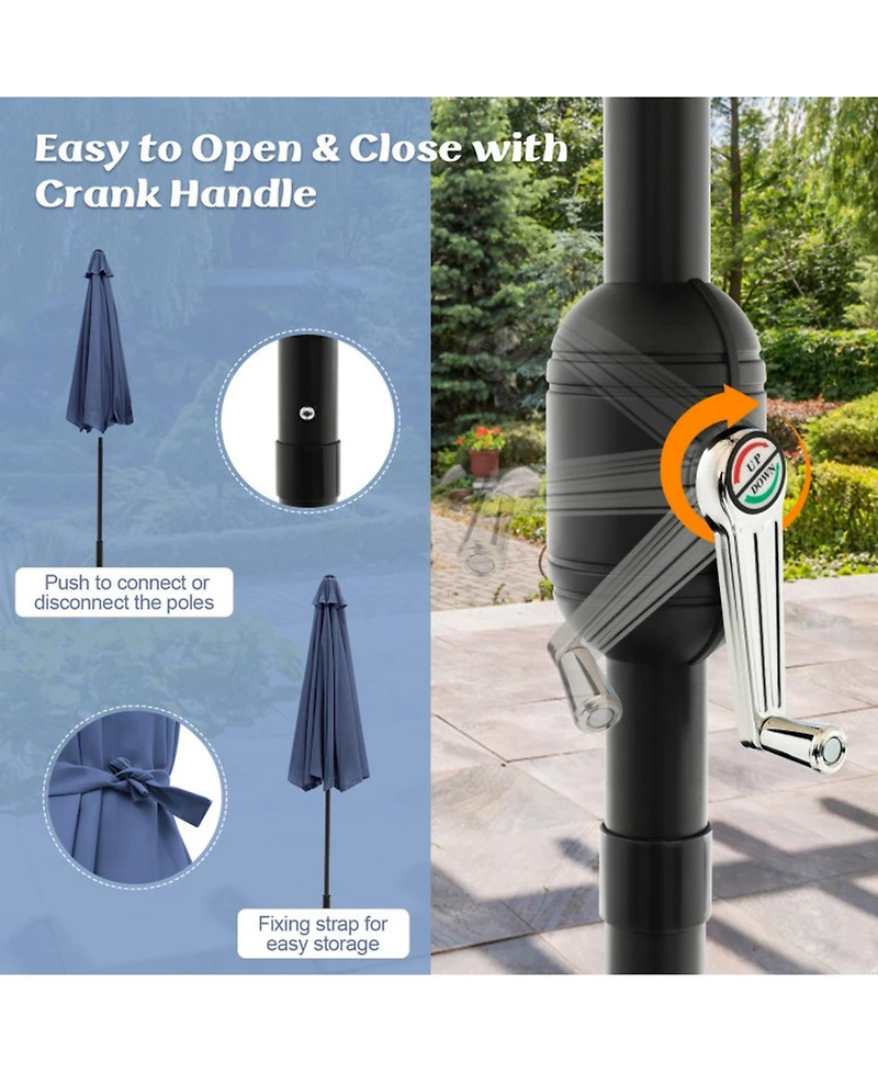 Sugift Patio Umbrella with Tilt Adjustment and Crank