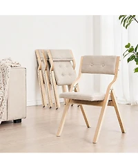 Sugift Set of 4 Wooden Folding Chairs with Cushion Padded Dining Chairs for Kitchen Office Wedding Party