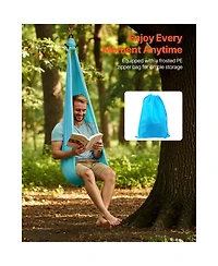 Sugift Aerial Yoga Hammock Swing With Nylon Fabric Daisy Rope Pe Zipper Bag 300 lbs Load Dual-Function