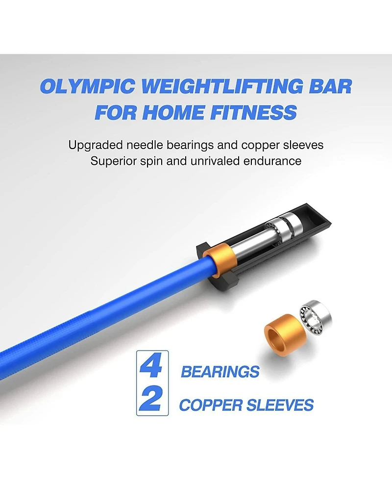Sevorley 4 Ft Olympic Barbell with Rotating Sleeves and Knurled Grip 400 lb Capacity
