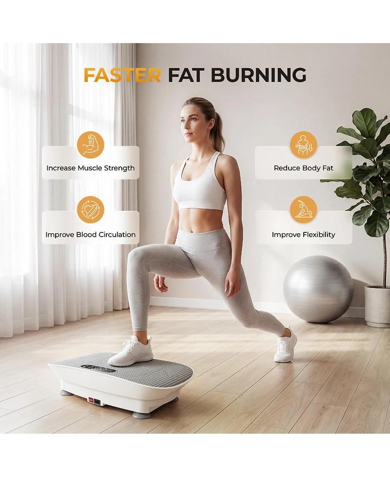 Sugift Whole Body Vibration Plate Exercise Machine with Bluetooth, Remote, Resistance Bands, 450lb Capacity