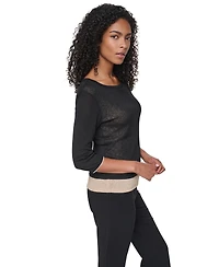 Dkny Women's Tissue Knit Scoop Neck 3/4-Sleeve Pullover Sweater