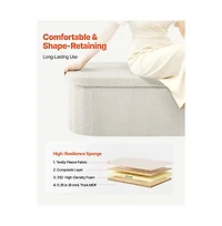 Slickblue Foldable Oval Storage Ottoman Bench with Large Hidden Storage, Upholstered Teddy Fleece