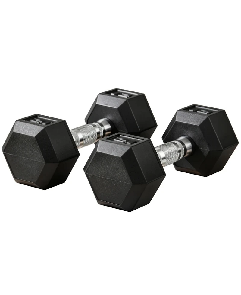 Sevorley 15 lb Rubber Hex Dumbbell Set of 2 with Ergonomic Grip