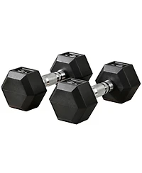 Sevorley 15 lb Rubber Hex Dumbbell Set of 2 with Ergonomic Grip