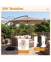 Sugift 8 x 8 Feet Offset Cantilever Patio Umbrella Square Hanging Outdoor Market Umbrella with 360 Rotation