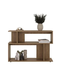Flynama Asymmetrical Sofa Side Table with Open Storage and Top Shelf