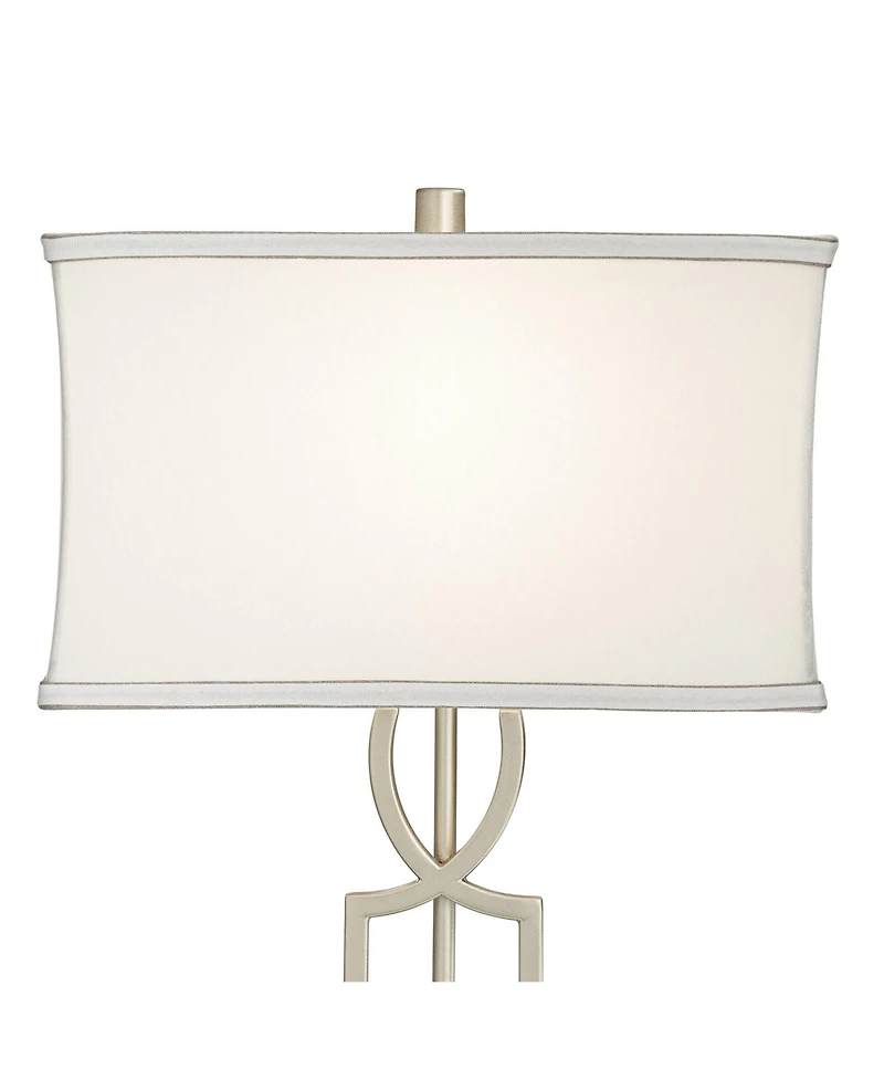 360 Lighting Evan Modern Table Lamps Set of 2 with Clear Risers 28 1/2" Tall Brushed Nickel with Usb Charging Port Shade for Bedroom Living Room