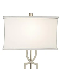 360 Lighting Evan Modern Table Lamps Set of 2 with Clear Risers 28 1/2" Tall Brushed Nickel with Usb Charging Port Shade for Bedroom Living Room