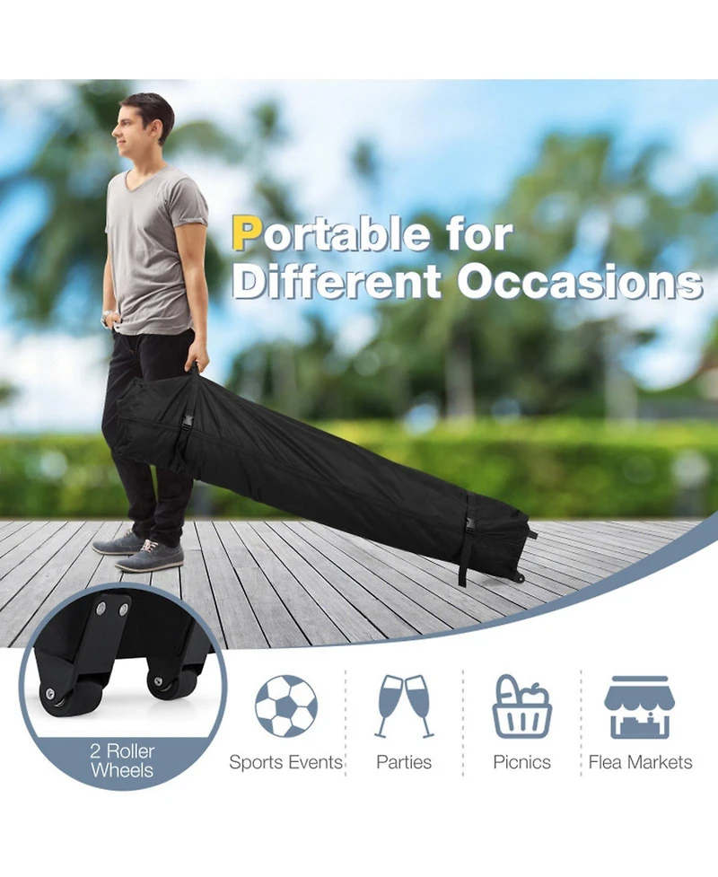 Sugift 10 x 10 Feet Pop-Up Canopy Tent Easy Setup Gazebo Shelter with Wheeled Bag