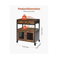 Slickblue 24 Inch Farmhouse Coffee Bar Cabinet with Storage and Wheels