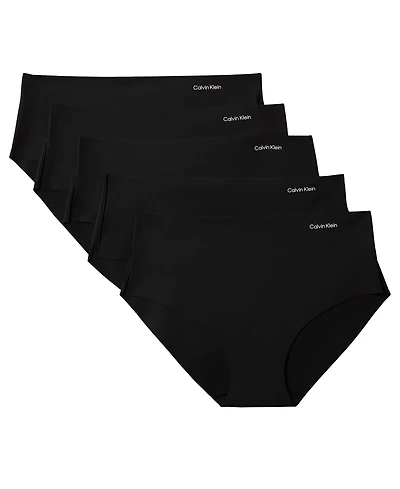 Calvin Klein Invisibles Microfiber Stretch Seamless Hipster Panty, 5-Pack, QD5419