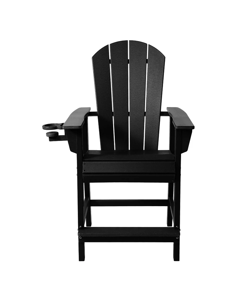 WestinTrends Outdoor Hdpe Tall Adirondack Counter Height Bar Chair With Cup Holder