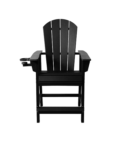 WestinTrends Outdoor Hdpe Tall Adirondack Counter Height Bar Chair With Cup Holder