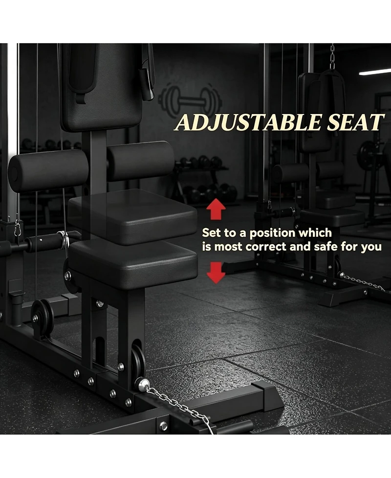 Sevorley Lat Pulldown Machine with Adjustable Seat, Flip Footplate, Dual Pulley - Heavy-Duty Steel Home Gym