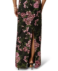 Adrianna Papell Women's Cascading Floral Column Square-Neck Gown