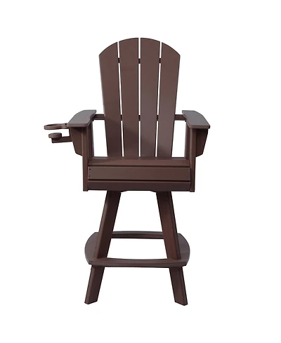 WestinTrends Outdoor Hdpe Swivel Adirondack Bar Height Chair With Cup Holder