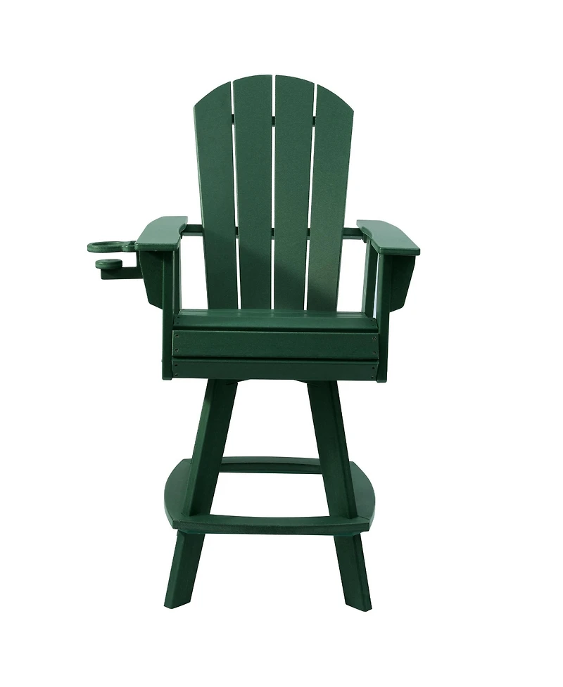 WestinTrends Outdoor Hdpe Swivel Adirondack Bar Height Chair With Cup Holder