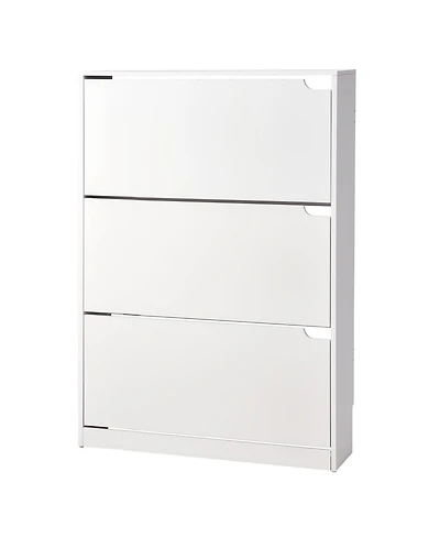 Slickblue 3 Flip Drawer Shoe Cabinet with Storage Shelf, Freestanding Shoe Organizer for Entryway Hallway