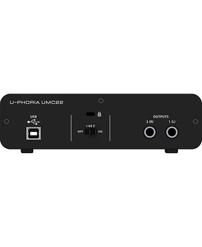 Behringer U-Phoria UMC22 2x2 96 kHz Phantom Power Audio Interface Compatible with Mac Os X and Windows
