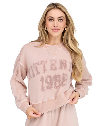 Kittenish Women's 1988 Lounge Cropped Graphic Long-Sleeve Sweatshirt