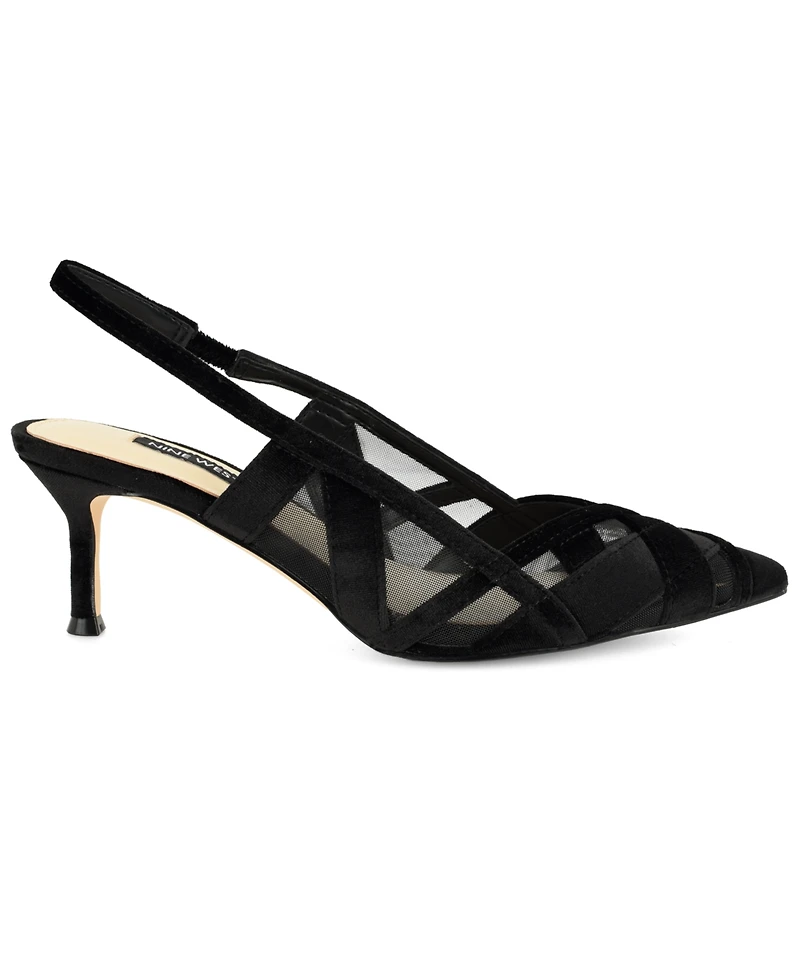 Nine West Women's Ellite Sheer Lattice Slingback Pumps