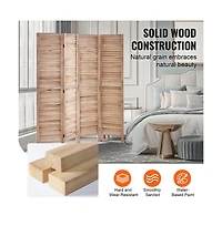 Slickblue Wooden Folding Room Divider, 4 Panel Privacy Screen, Tall Louvered Partition for Indoor Spaces-Burlywood