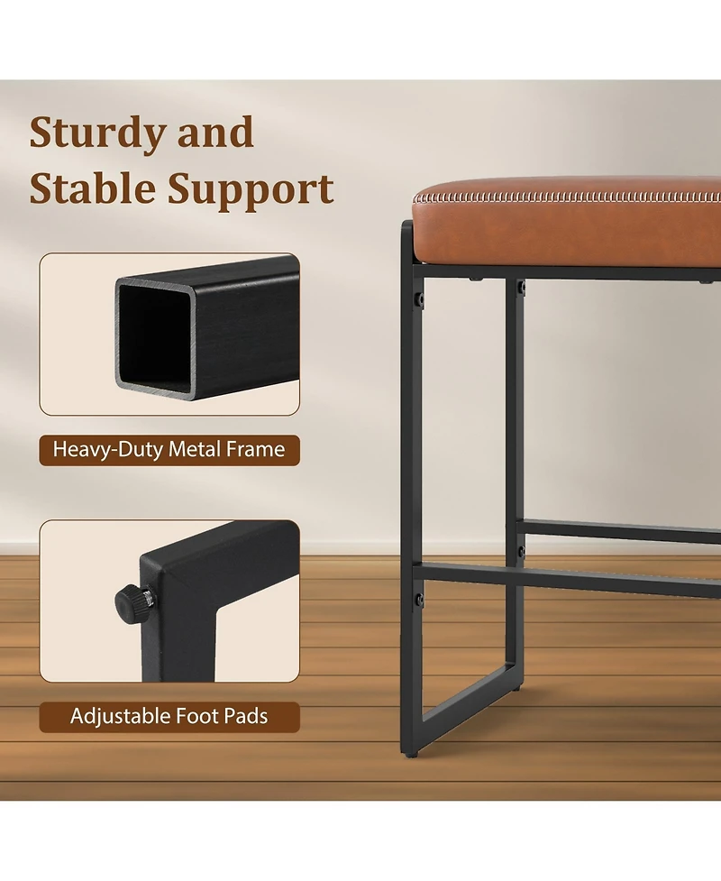 Mecale Set of 4 Counter-Height Bar Stools with Faux Leather Seat
