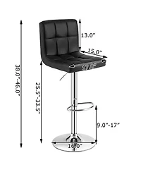 Mecale Set of 2 Swivel Adjustable Bar Stools with Back and Footrest