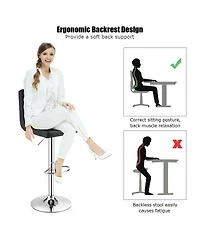 Mecale Set of 2 Swivel Adjustable Bar Stools with Back and Footrest