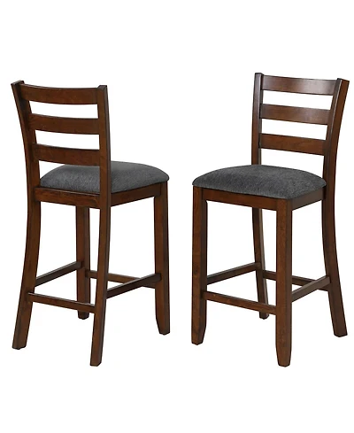 Mecale Set of 2 Counter-Height Chairs with Fabric Seat and Wood Legs