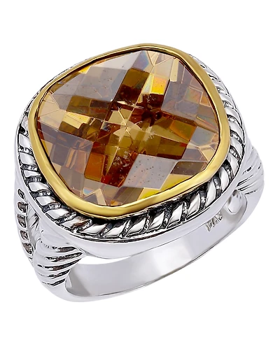 Macy's Cushion Cut Bezel Champagne Cubic Zirconia Oxidized Twist Statement Ring