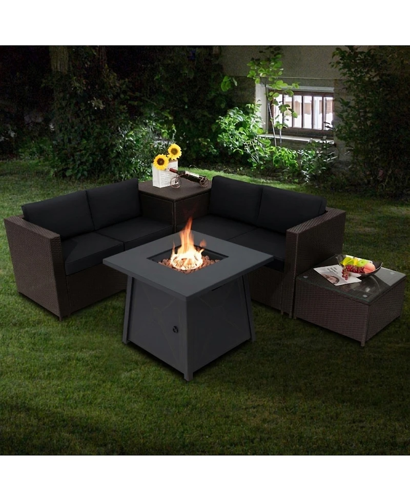 Gouun 5-Piece Patio Furniture Set with 50000 Btu Propane Fire Pit Table