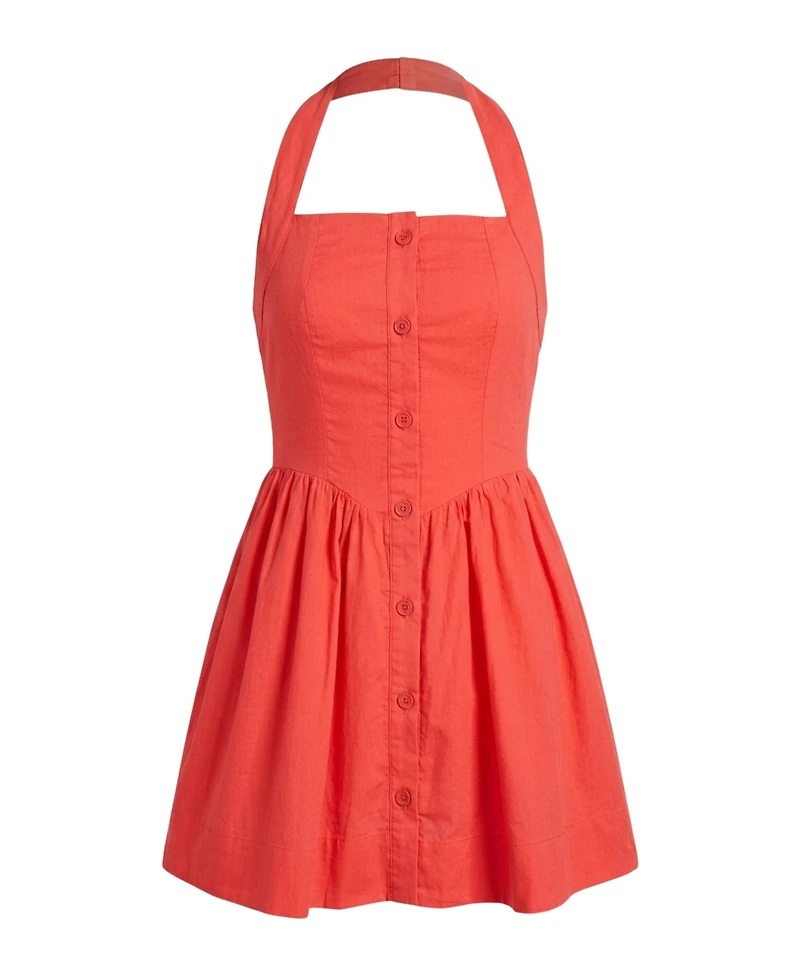 Modenaire Women's Halter Sleeveless A-Line Mini Dress