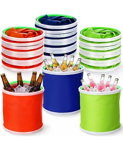 Piscifun 12 Pack 5 Liter Collapsible Plastic Ice Buckets with Handles Portable for Party Camping Wedding Cocktail Bar
