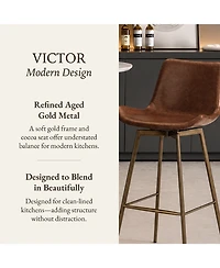 Maven Lane 31" Victor Modern Faux Leather Swivel Kitchen Bar Stool with Back