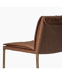 Maven Lane 29" Gerard Channeled Faux Leather Upholstered Bar Stool with Back