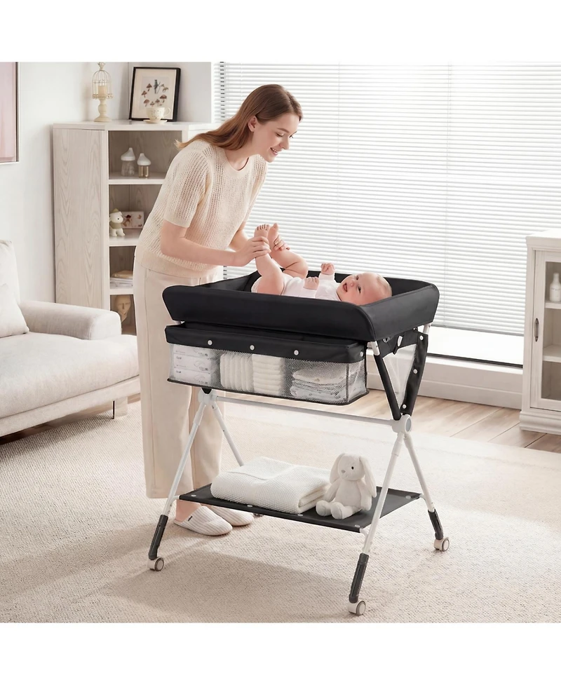 Slickblue Adjustable Height Baby Changing Table Portable Nursery Station