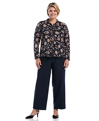 Rafaella Plus Floral Long-Sleeve Button-Up Blouse