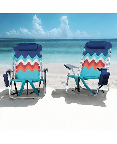 Aofar 2-pack Folding Beach Chair Cooler Cup Holder Portable Camping outdoor