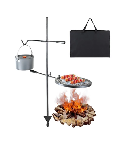 Sugift Swivel Campfire Grill Heavy Duty Steel Fire Pit Grill Grate 360 Adjustable Portable Outdoor Bbq