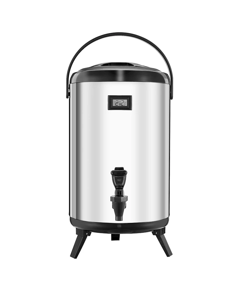 Sugift 3.2 Gal 12L Stainless Steel Insulated Beverage Dispenser with Spigot and Temperature Display