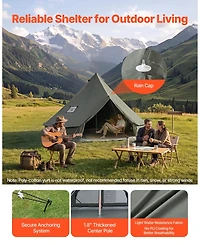 Sugift 4 Seasons 13.12 feet Canvas Bell Tent for Camping with Stove Jack Fits 4 People Detachable Floor