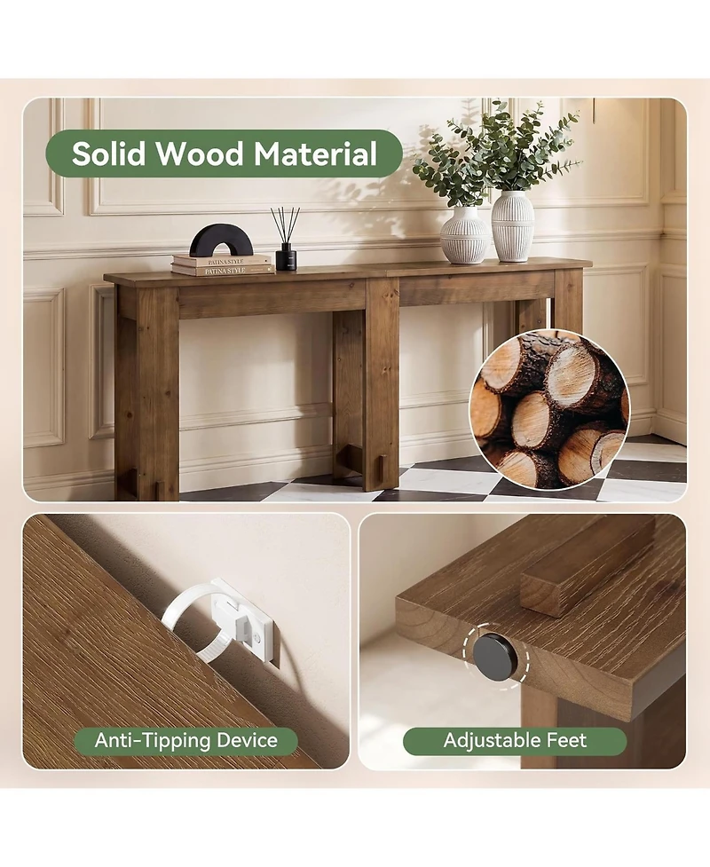 Tribesigns 78.7" Extra Long Console Table, Solid Wood Sofa Table