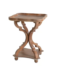 Flynama French Country Square Accent Table, Distressed Faux Wood Hourglass Base End Table, 18.75"W×18.75"D×25"H