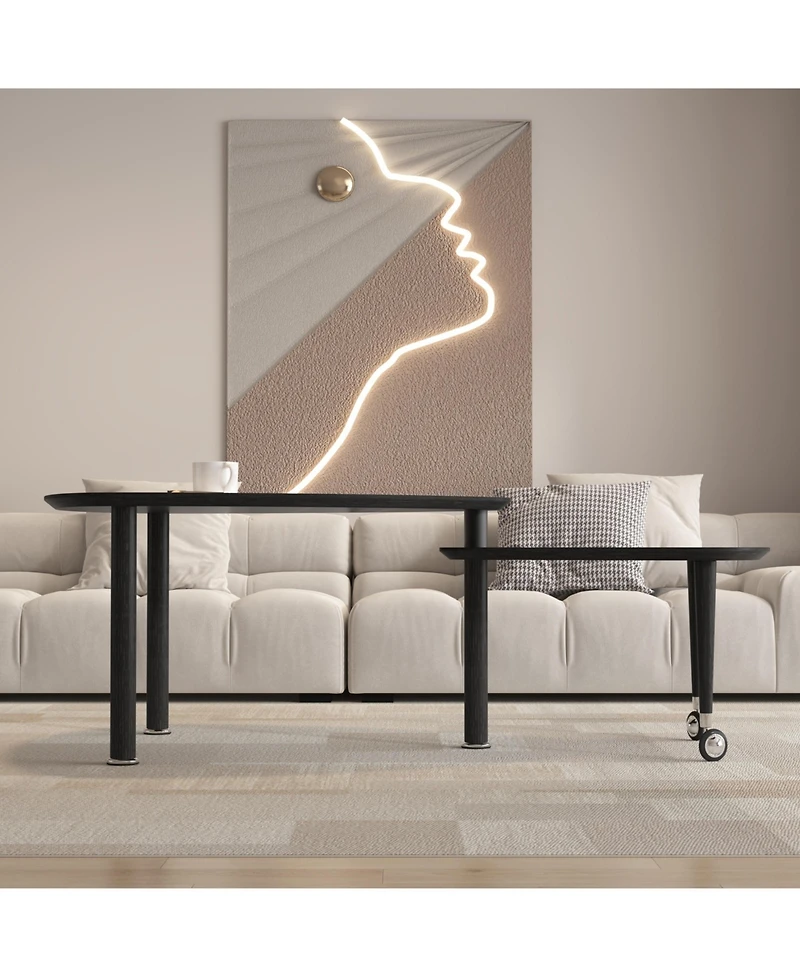 Flynama 360degree(s) Rotatable Coffee Table, Oak Veneer