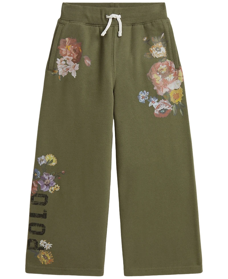 Polo Ralph Lauren Girls' 2T-6X Floral Wide-Leg Fleece Sweatpants