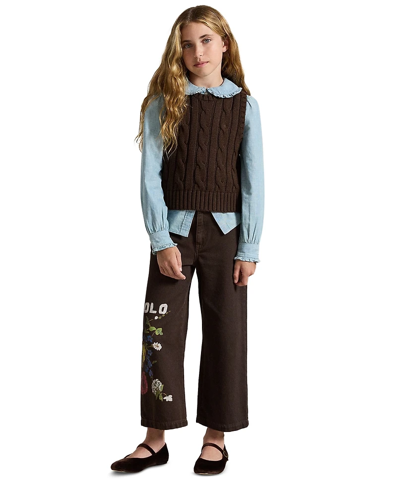 Polo Ralph Lauren Girls' 7-16 Cable-Knit Cotton Sweater Vest