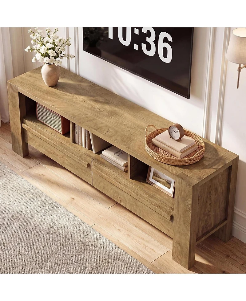 Tribesigns Tv Stand with Drawers and 3 Open Shelves,Television Stands Tv