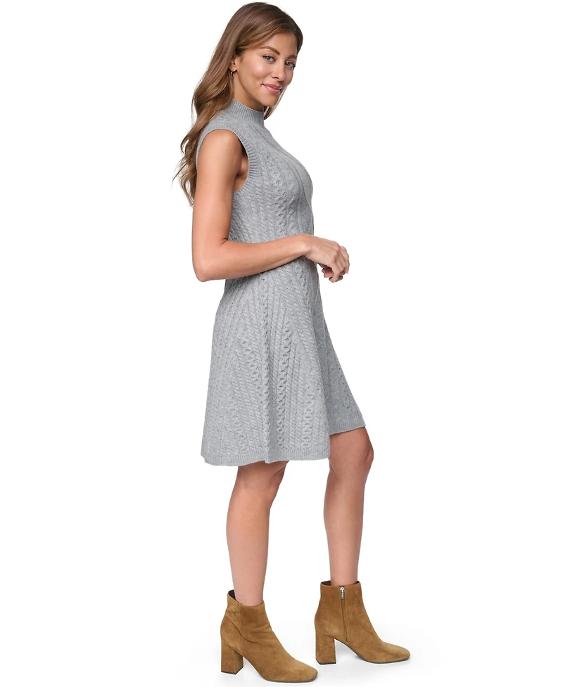 Eliza J Women's Mini Cable Fit & Flare Mock Neck Dress